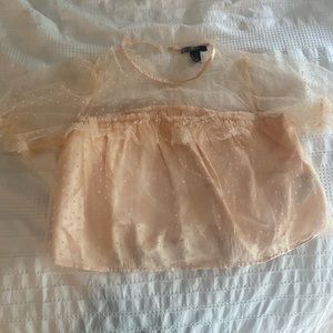 Pink polka dot crop blouse